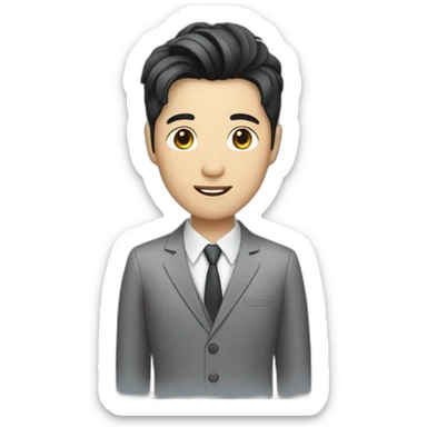 Asian guy with korean black hairstyle wearing suit sticker