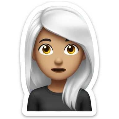 White Black hair girl scared  sticker