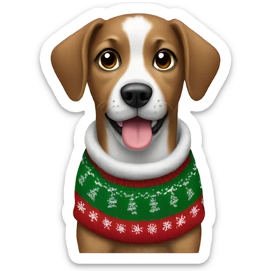 Dog wearing a Christmas sweater sticker