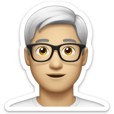 Young men type French, White skin ,Black straight hair, with glasses sticker