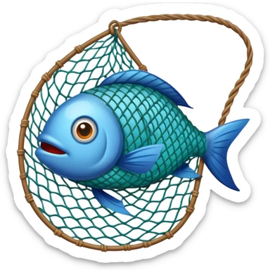 fishes stuck with fishing net sticker