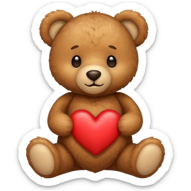 Teddy with heart on top sticker