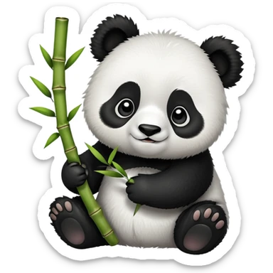 cute panda holding bamboo sticker