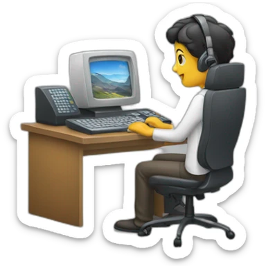 telemarketing attendant with a computer sticker