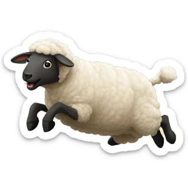 a sheep jumping over a fence sticker