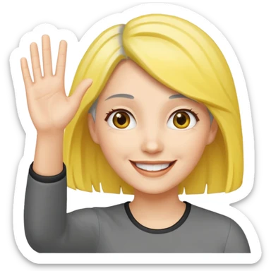 woman with gray and yellow hair smiling and waving her hand  sticker