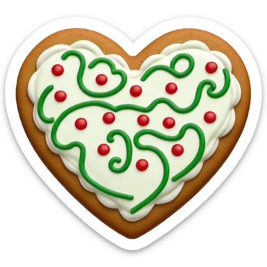 gingerbread heart cookie with white holiday icing sticker