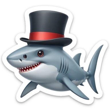 Shark with a top hat sticker