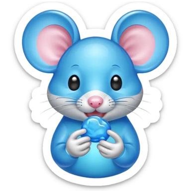 raton comiendo gomita redonda azul sticker