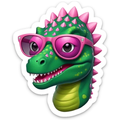 Dinosaur wearing sunglasses with pink diamonds sticker