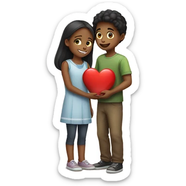 A boy giving heart to a girl sticker