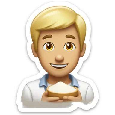 guy smelling flour arranged in a small line and he is happy! sticker