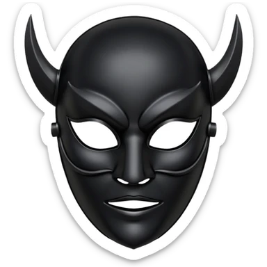 Minimal emoji, gothic mask forged from matte black leather, emotionless expression, smooth heavy surface, subtle leather texture, deep shadows, centered, bdsm slave leather mask sticker