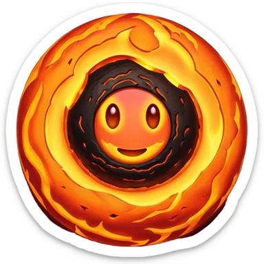sphere globe planet, surface covered with lava and hole sticker