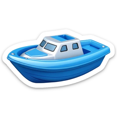 blue plastic toy boat sticker