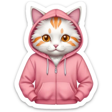 Cat wearing a pink hoodie sticker