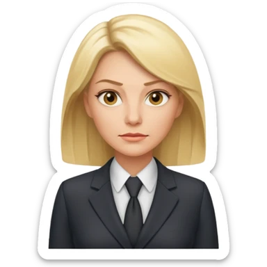 serious blond business woman in her forties in full suit sticker