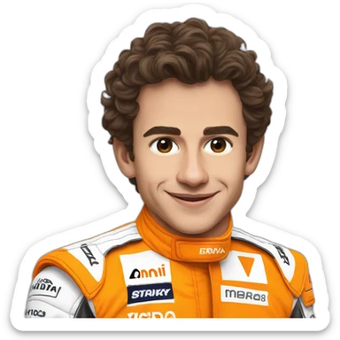 Lando Norris with Orange of Mclaren sticker