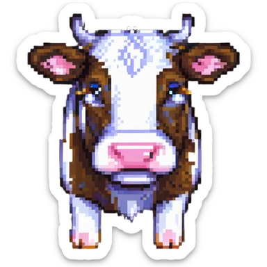 maximum blocky ultra-abstract pixel art Minecraft cow emoji with only 2-4 large square pixels sticker