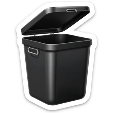 Black square trash can with opened lid sticker