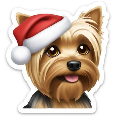 Dog yorkie in christmas sticker