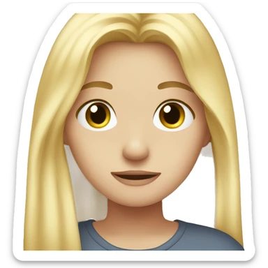 a sad girl waving goodbye blonde hair sticker