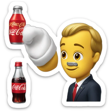 Macron caresse pikashu qui boit du coca cola sticker