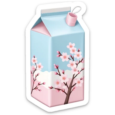 Cute Pastel  pink and white Cherry Blossom Sakura Milk Carton sticker