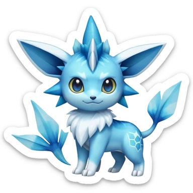 Kawaii Vaporeon-Glaceon-Pokemon-Digimon-hybrid, full body, 4 legs sticker