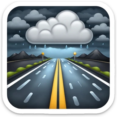 Photo Realistic Road at night time with rain clouds in the sky sticker