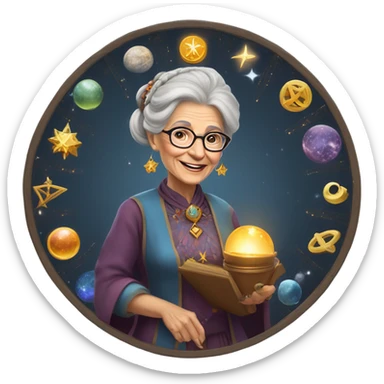 western astologer old lady sticker