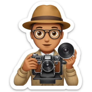 Photographer with vintage film camera,single camera sticker