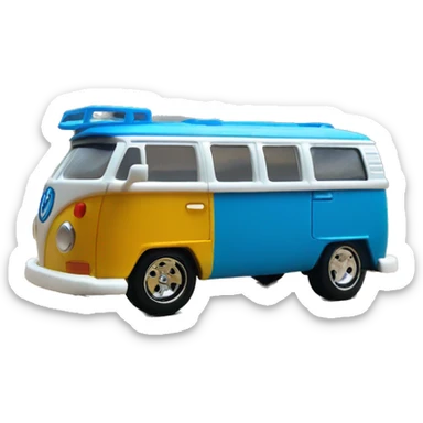 Side view.Mattel hot wheels Volkswagen Kool Kombi.tooned.car.blue  sticker