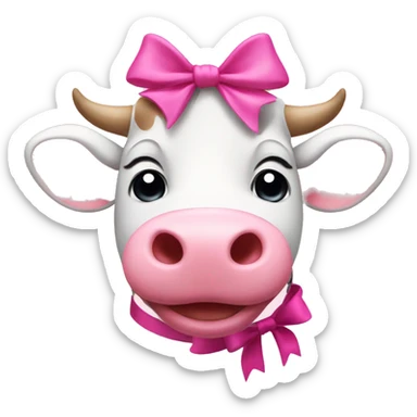 pink cow with pink bow sticker