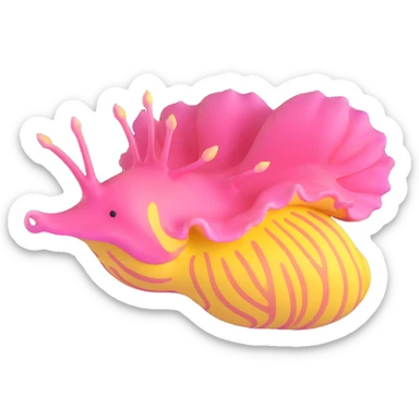 pink and butter yellow nudibranch, detailed, cute, soft curves sticker