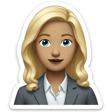  Girl with blonde Shoulder length hair, blueish gray eyes and suit with light skin sticker