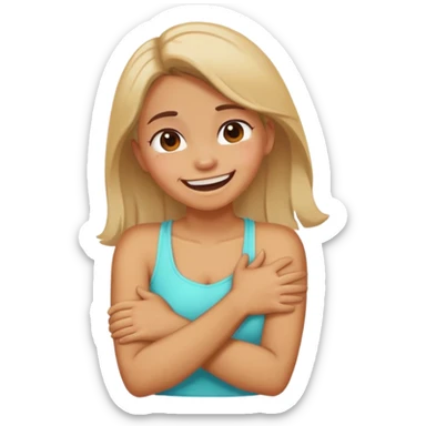 Girl arms crossed around her neck dying laughing sticker
