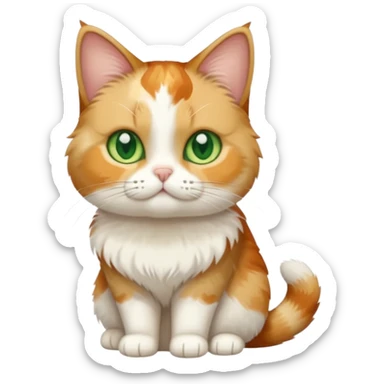 full body calico cat with small head and short but chubby body sticker