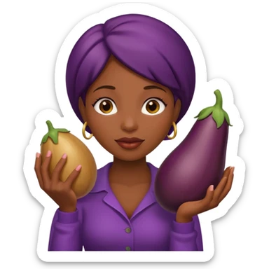 black Woman holding eggplant near face sticker