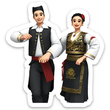 smiling couple in traditional attire sticker