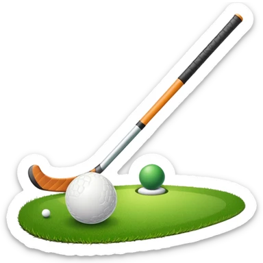 green grass, field hockey stick, field hockey ball sticker