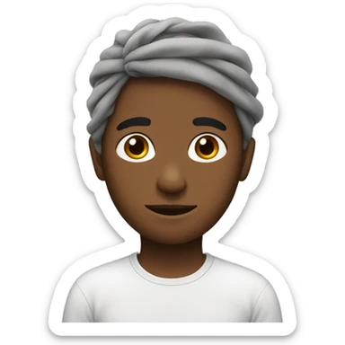 Calm portrait of boy with hair band sticker