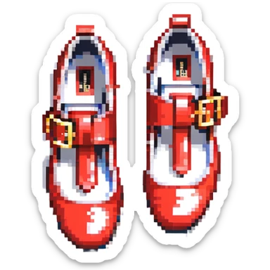 Sonic the Hedgehog's red shoes with white strap and gold buckle sticker