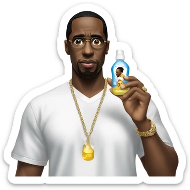 P Diddy holding baby oil sticker