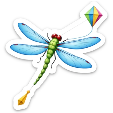 Dragonfly flying a kite sticker