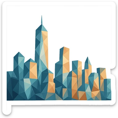 city skyline composed of geometric shapes in polygonal style sticker