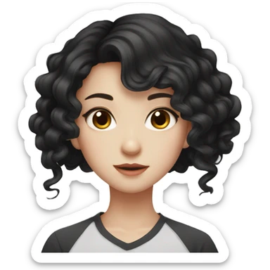 Beautiful girl,Black hair,wavy hair，long hair,Black eyes,Chinese sticker