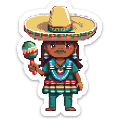 Mexican sombrero and maracas sticker
