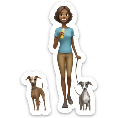 happy girl with italian greyhound outdoors sticker
