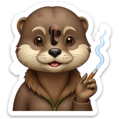 Cute female Otter smoking a while cannabis joint sticker